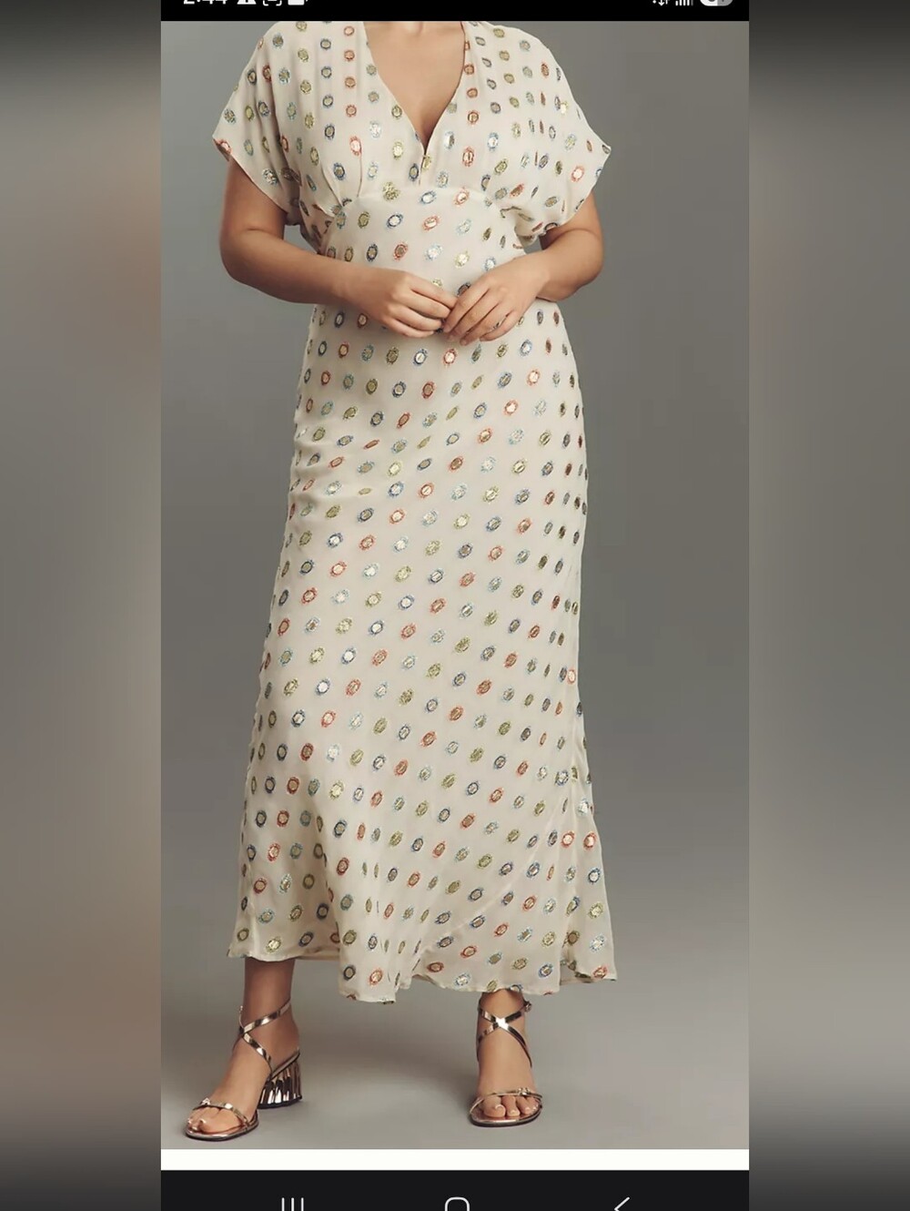 Never Fully Dressed Cream Maxi Dress with Multicolor Dot Print